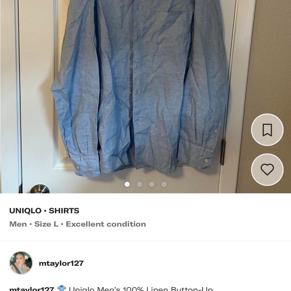 Uniqlo Men's Light Blue Linen Shirt